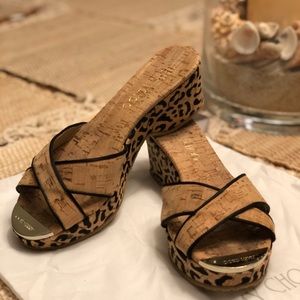 Jimmy Choo Wedges Cork w/ Leopard size 37/7